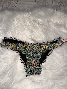 Victoria's Secret the Itsy Ruffle Multicolor Paisley Bikini Bottoms